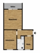 Grundrisszeichnung - Erstbezug nach Renovierung: Kleine 2-Zimmer-Wohnung mit Balkon!